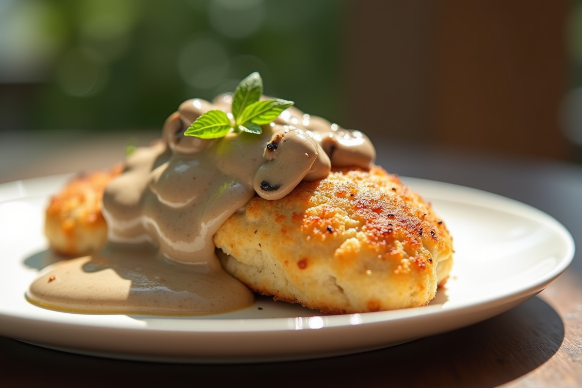 Cordon bleu doré avec sauce aux champignons maison