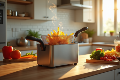Cuisine moderne avec friteuse Fagor et frites dorées