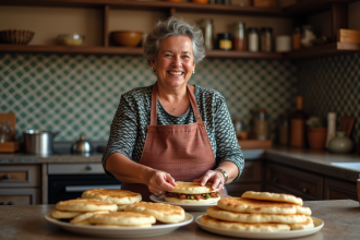 Femme marocaine souriante préparant des batbouts dans la cuisine