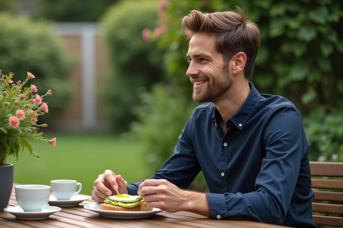 Homme dégustant un sandwich à l