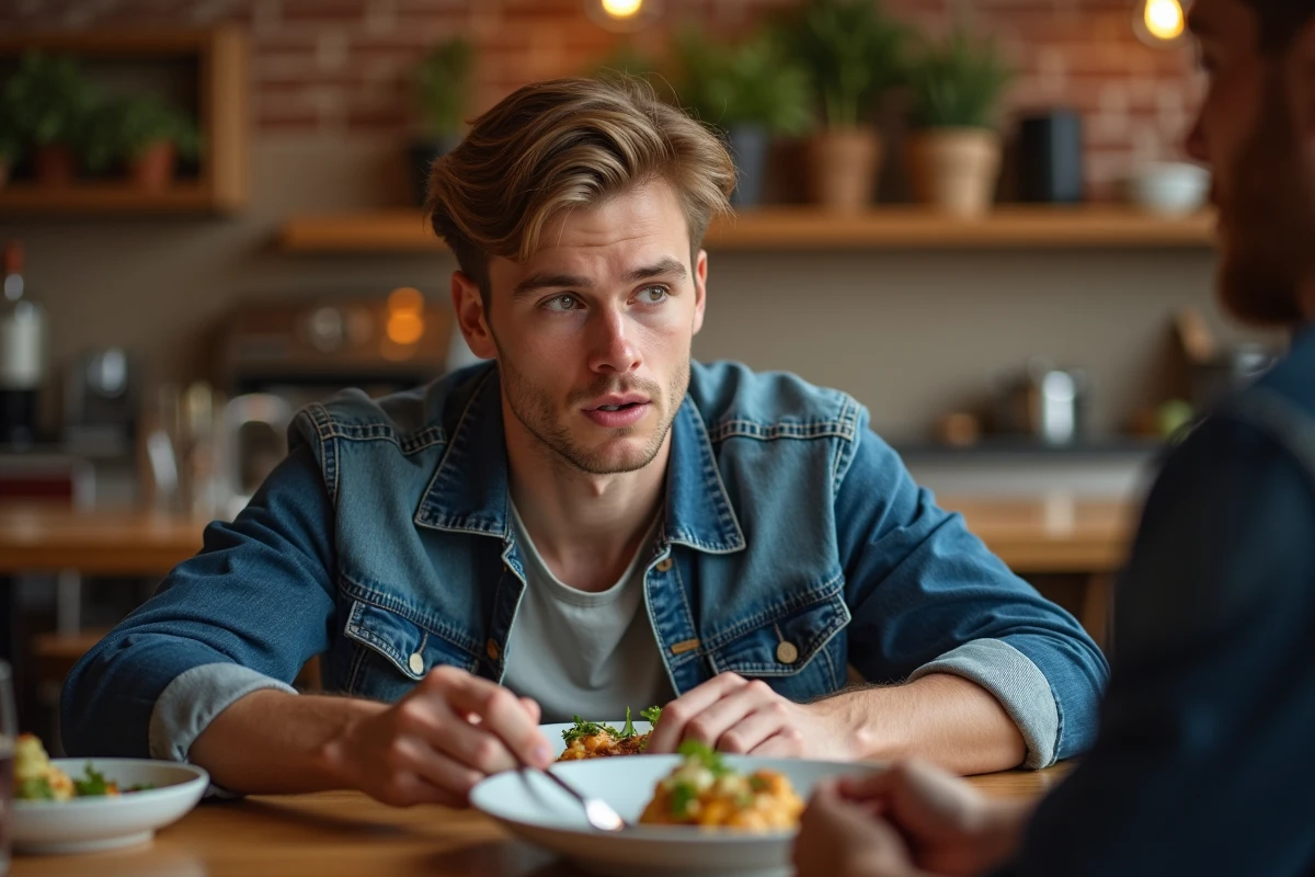 Jeune homme discutant à l